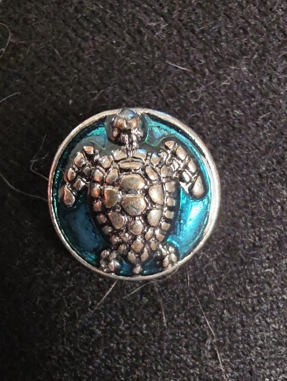 STYLE DOTS - Original - Silver Turtle & Enamel Snap - Teal Blue